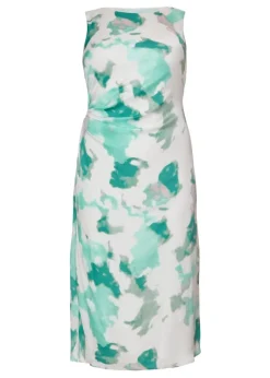 Quiz Multi Curve Satin Marble Print Midaxi Dress