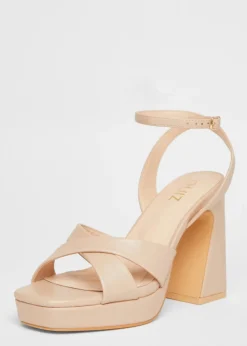 Quiz Natural Cross Strap Platform Heels