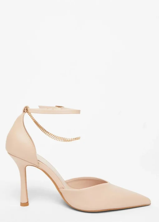 Quiz Natural Faux Leather Court Heels