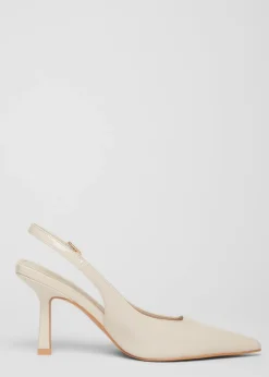 Quiz Natural Patent Slingback Low Court Heels