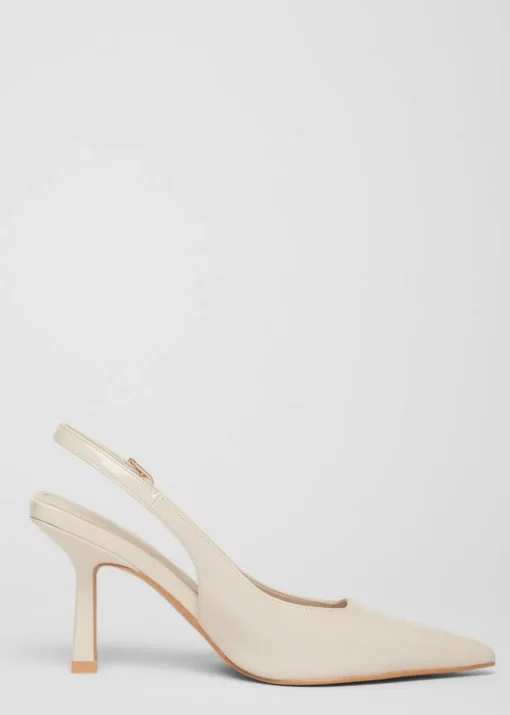 Quiz Natural Patent Slingback Low Court Heels