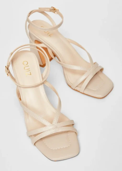 Quiz Natural Strappy High Block Heels