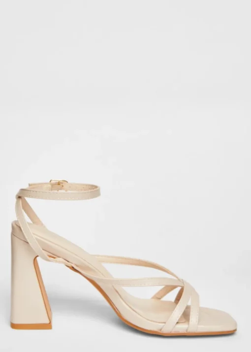 Quiz Natural Strappy High Block Heels