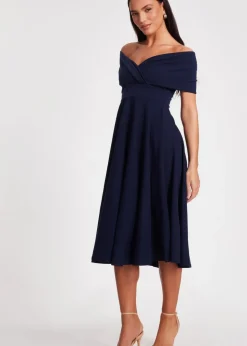 Quiz Navy Bardot Midi Dress