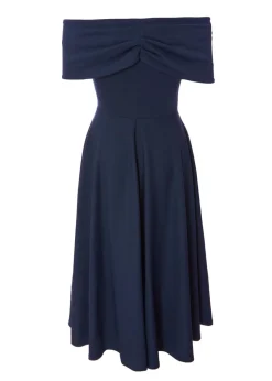 Quiz Navy Bardot Midi Dress