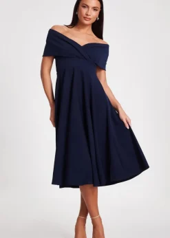 Quiz Navy Bardot Midi Dress
