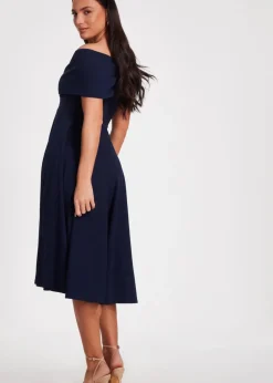 Quiz Navy Bardot Midi Dress