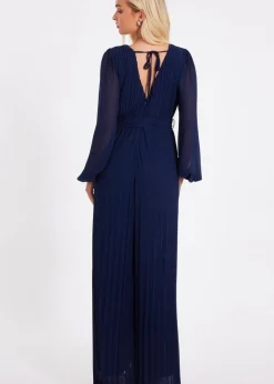 Quiz Navy Chiffon Pleated Jumpsuit