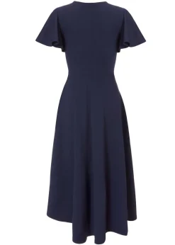 Quiz Navy Dip Hem Midi Dress