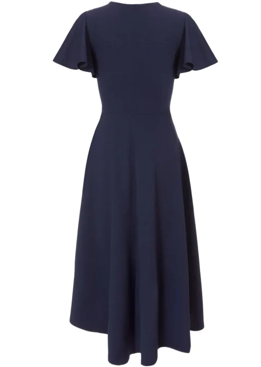 Quiz Navy Dip Hem Midi Dress