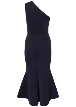 Quiz Navy One Shoulder Peplum Dress