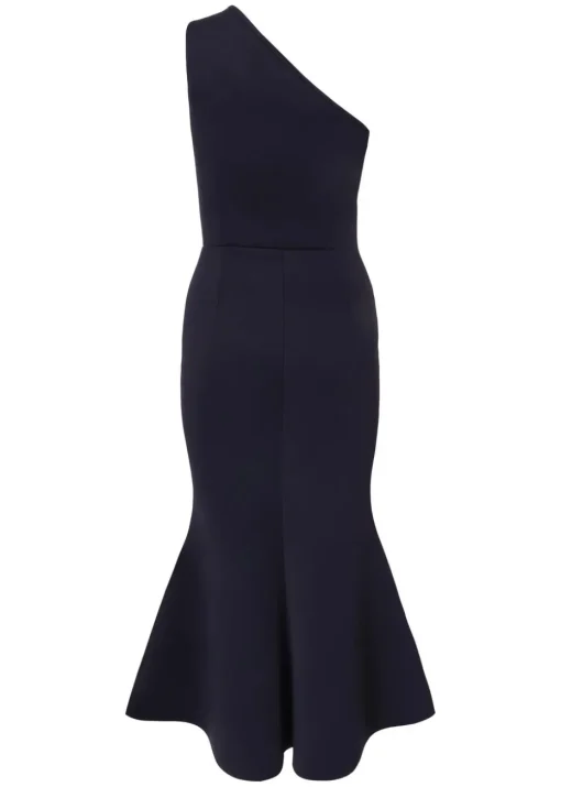 Quiz Navy One Shoulder Peplum Dress