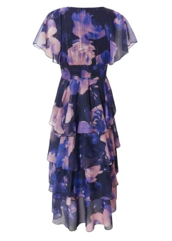 Quiz Navy Petite Dip Hem Midi Dress