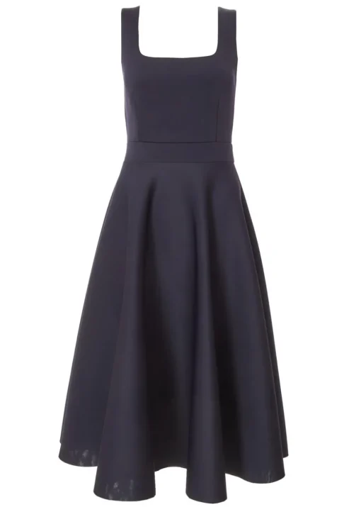 Quiz Navy Square Neckline Skater Dress
