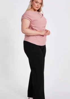 Quiz Pink Curve Drape Neck Top