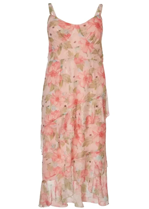 Quiz Pink Curve Floral Maxi Dress