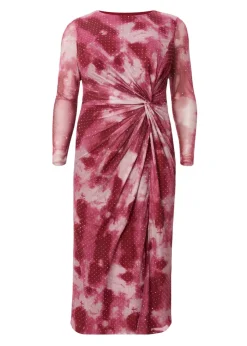 Quiz Pink Curve Marble Print Midaxi Dress