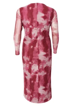 Quiz Pink Curve Marble Print Midaxi Dress