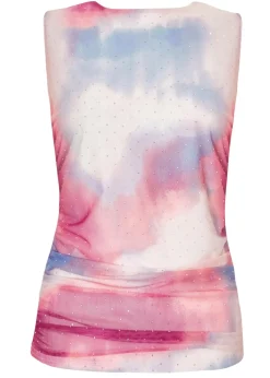 Quiz Pink Diamante Marble Print Top