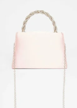 Quiz Pink Diamante Twist Top Handle Bag