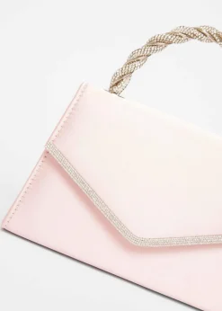 Quiz Pink Diamante Twist Top Handle Bag