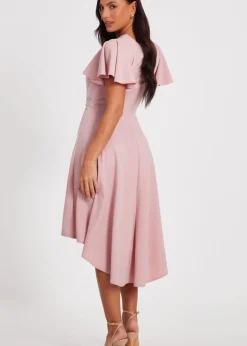 Quiz Pink Dip Hem Midi Dress