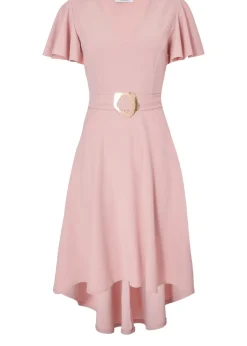 Quiz Pink Dip Hem Midi Dress
