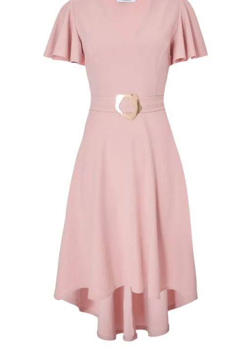 Quiz Pink Dip Hem Midi Dress