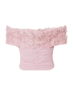 Quiz Pink Floral Mesh Top