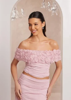 Quiz Pink Floral Mesh Top