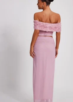 Quiz Pink Floral Mesh Top