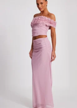 Quiz Pink Floral Mesh Top