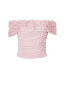 Quiz Pink Floral Mesh Top