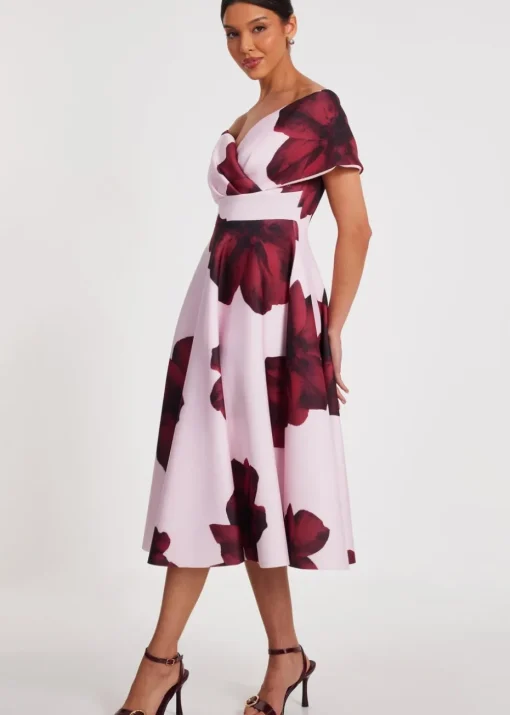 Quiz Pink Floral Skater Dress