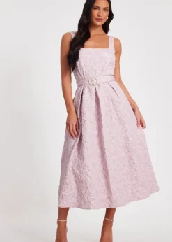 Quiz Pink Jacquard Midi Dress