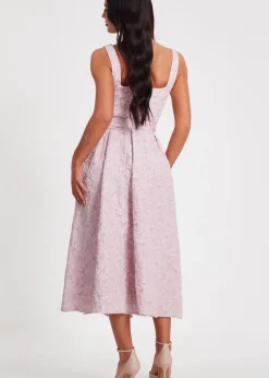 Quiz Pink Jacquard Midi Dress