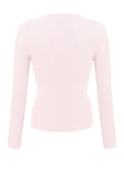 Quiz Pink Knitted Bow Detail Top