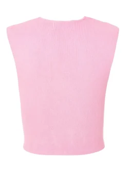 Quiz Pink Knitted Button Front Waistcoat