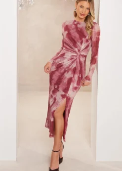 Quiz Pink Marble Print Midaxi Dress