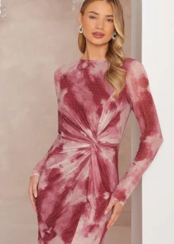 Quiz Pink Marble Print Midaxi Dress