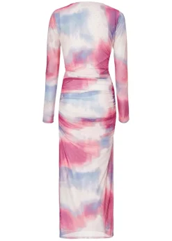 Quiz Pink Marble Print Midi Dress