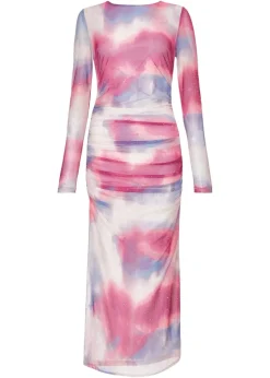 Quiz Pink Marble Print Midi Dress