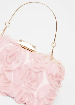 Quiz Pink Organza Rose Box Bag