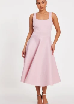 Quiz Pink Petite A-Line Midi Dress