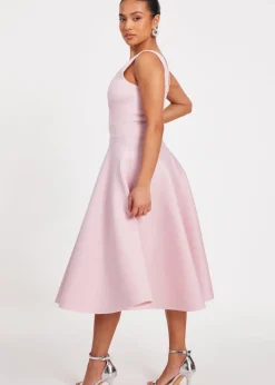 Quiz Pink Petite A-Line Midi Dress