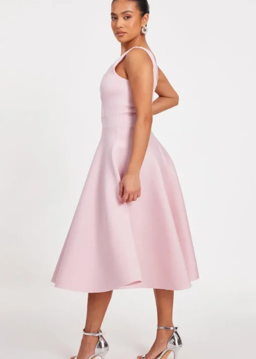 Quiz Pink Petite A-Line Midi Dress
