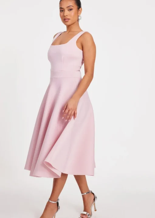 Quiz Pink Petite A-Line Midi Dress