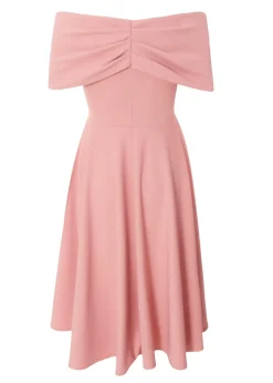 Quiz Pink Petite Bardot Midi Dress