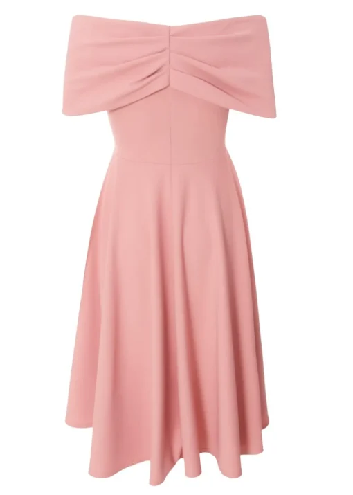 Quiz Pink Petite Bardot Midi Dress