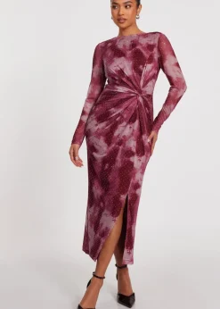 Quiz Pink Petite Marble Print Midaxi Dress